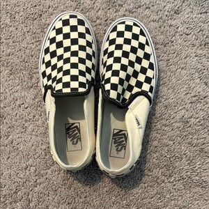 Vans Women’s Checkered Slip-On Shoes - Black and White